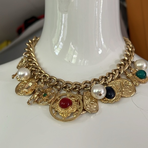 Multiple Charm Chain Necklace Made in Italy with 19 Charms - Picture 1 of 9